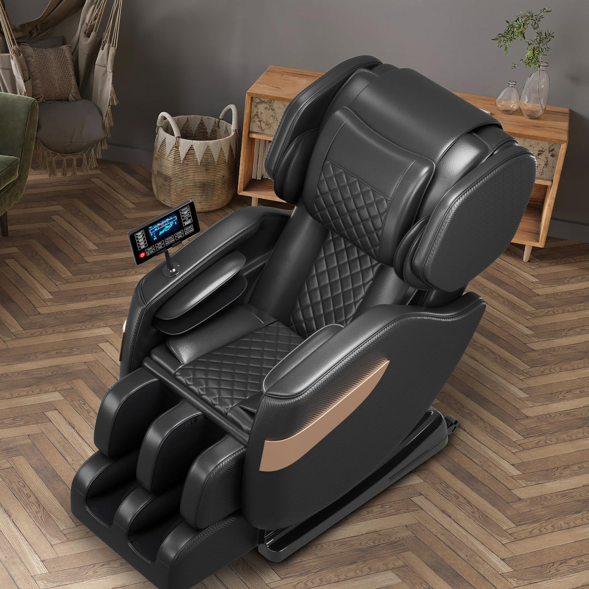 Massage Chair Full Body,Zero Gravity Recliner with Shiatsu Massage, Massage Recliner Chair with Airbags, Foot Massage, LCD Control, Waist Heater, Bluetooth,Suitable for 5.1-5.7Ft Height (Black) AOVOJRM
