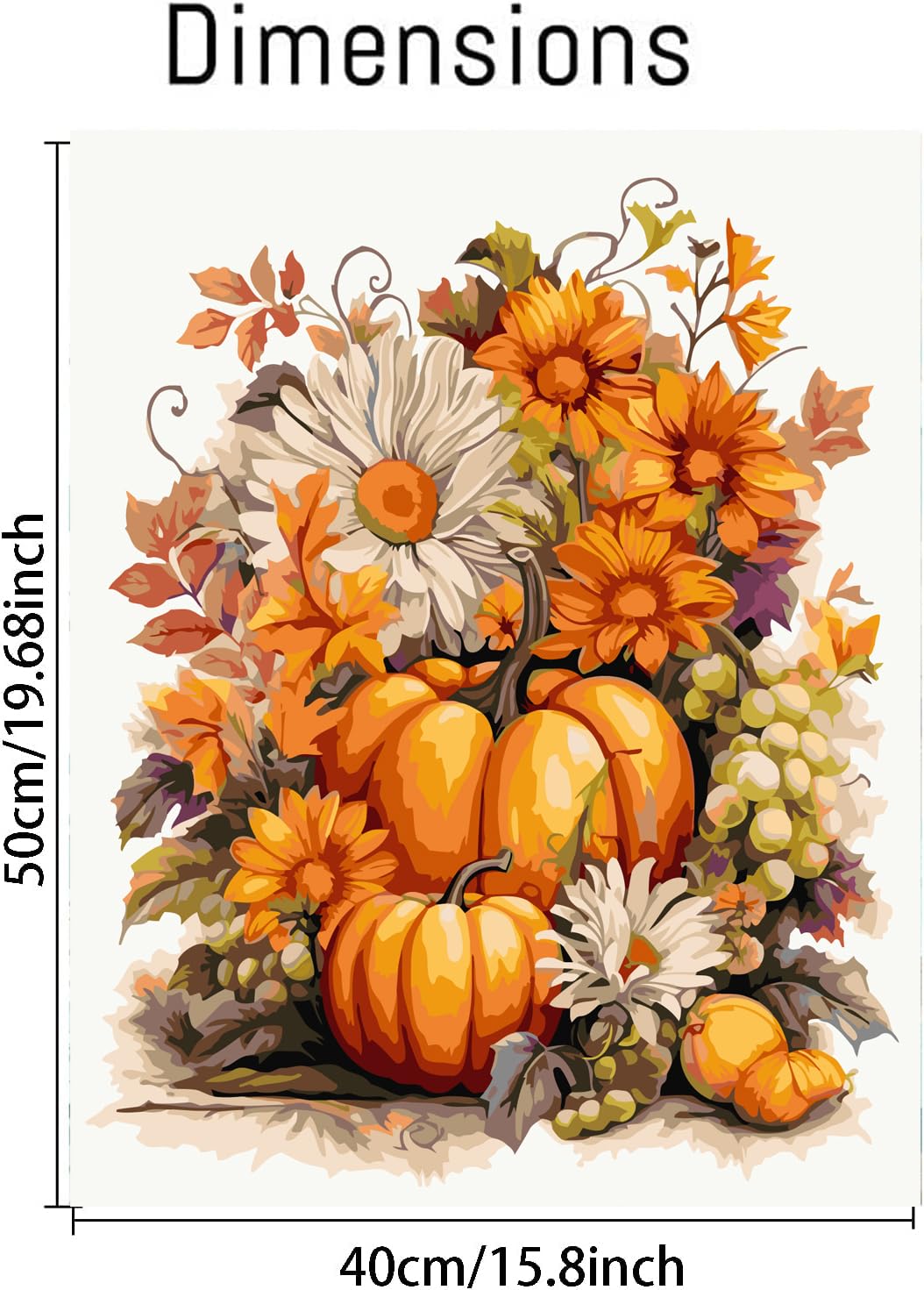 MjhRcll Fall Paint by Numbers for Adults,Pumpkins Paint by Numbers Kits for Beginner,Happy Fall Paint by Number on Canvas for Holiday Home Wall Decor 16X20 Inch MjhRcll