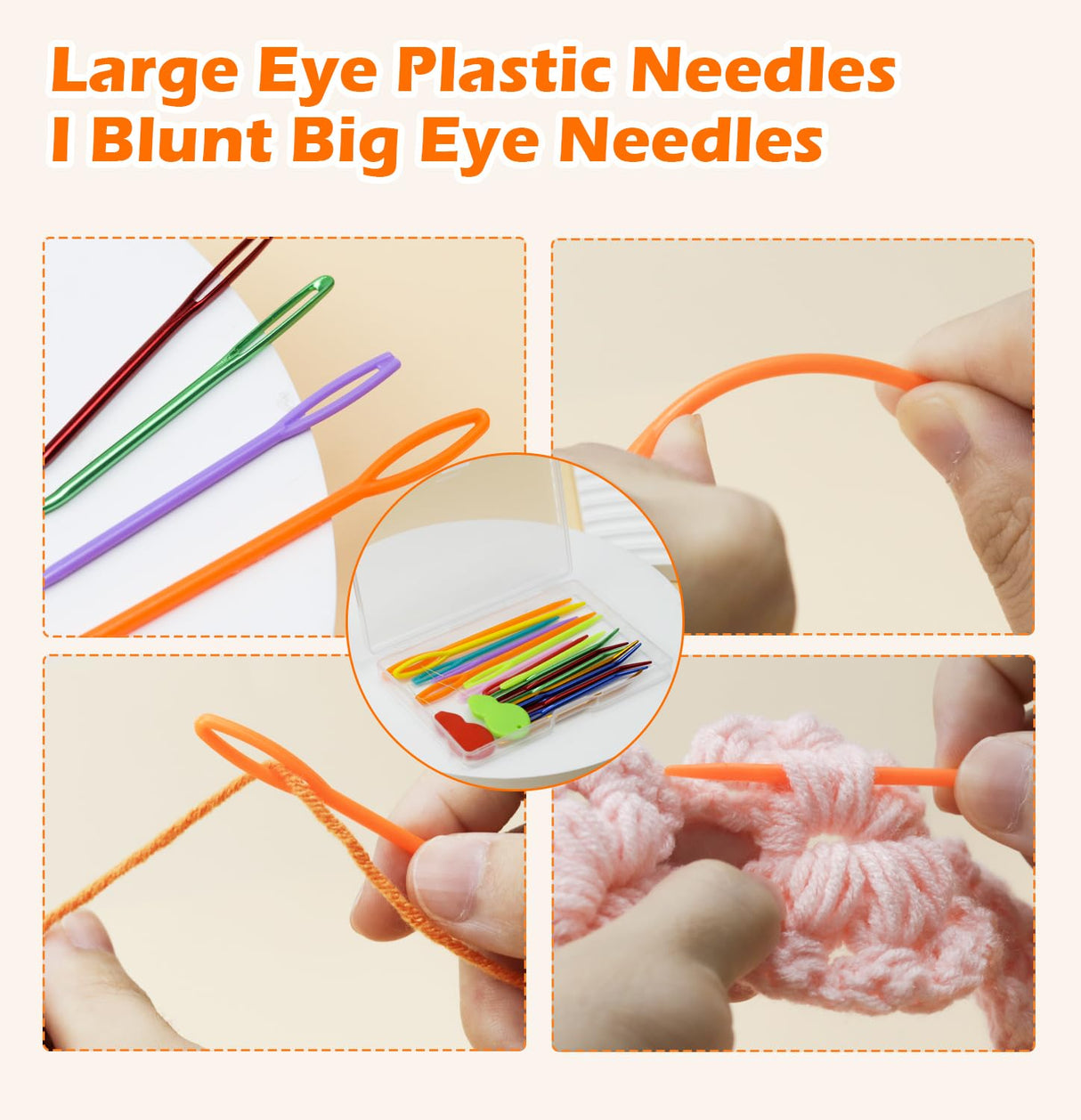 FIVEIZERO 19 Pcs Yarn Needles Set, Assorted Yarn Needles Bent Tapestry Needle Weaving Needle Darning Needles Plastic Needles Large Eye Blunt Knitting Needles for Sewing Crochet 03 FIVEIZERO