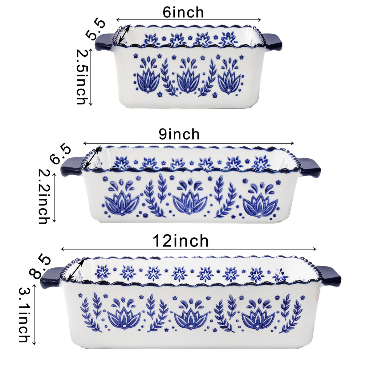 SOUJOY 3 Pack Porcelain Bakeware Set, Rectangular Baking Dishes, Lasagna Pan for Cooking, Kitchen, Casserole Dishes, Cake Dinner, Banquet and Daily Use SOUJOY
