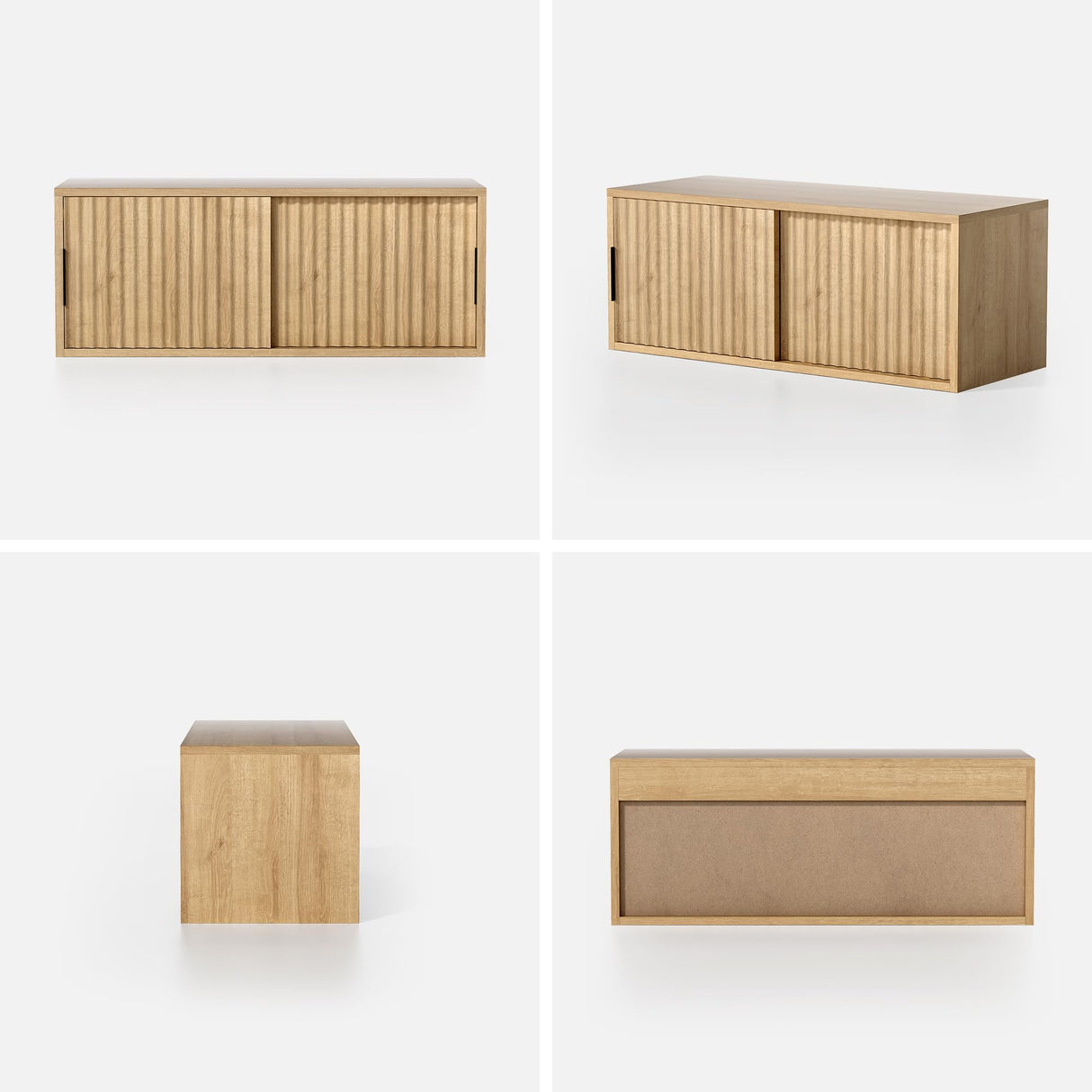 EYYTHUNG Floating Nightstand with Sliding Doors, Modern Large Night Stand Storage Shelf Wall Mounted Bedside Tables for Bedroom, Study Room Natural Oak EYYTHUNG