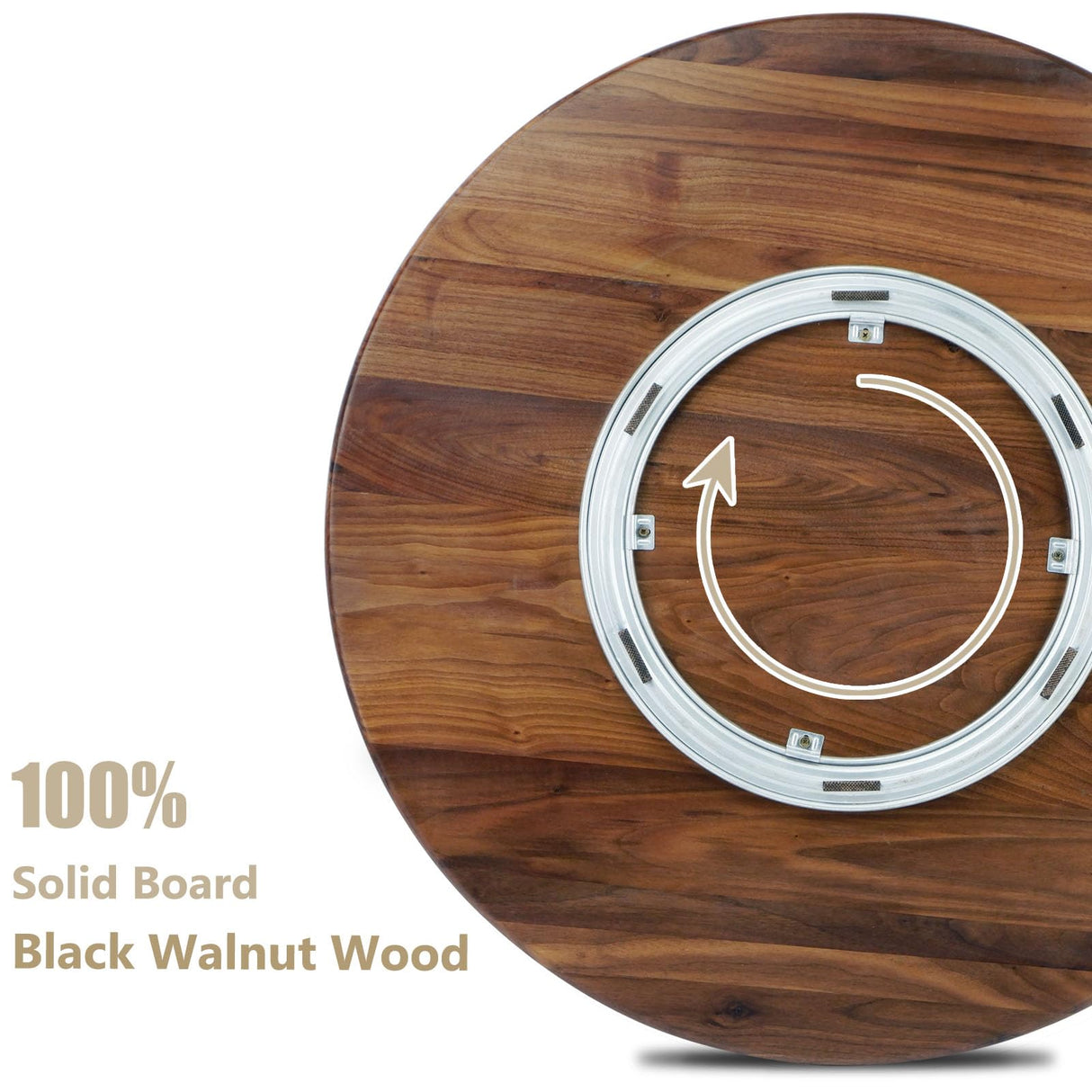 MAGIGO 24 Inches Black Walnut Wood Lazy Susan Organizer, Solid Wooden Round Turntable, Rotating Tray for Table Top/Counter Top MAGIGO
