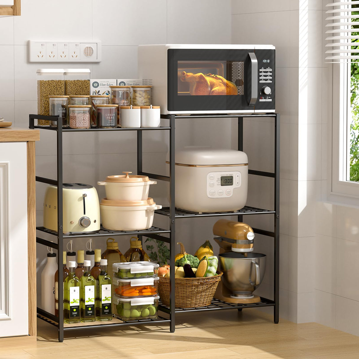 6-Tier Small Garage Shelf, Utility Garage Shelving Units and Storage, Heavy Duty Wire Shelving Metal Storage Shelves, Standing Shelf for Pantry, Laundry Room, Kitchen 34.72"L x 12.63"W x 30.94"H Black 3IngSeagulls