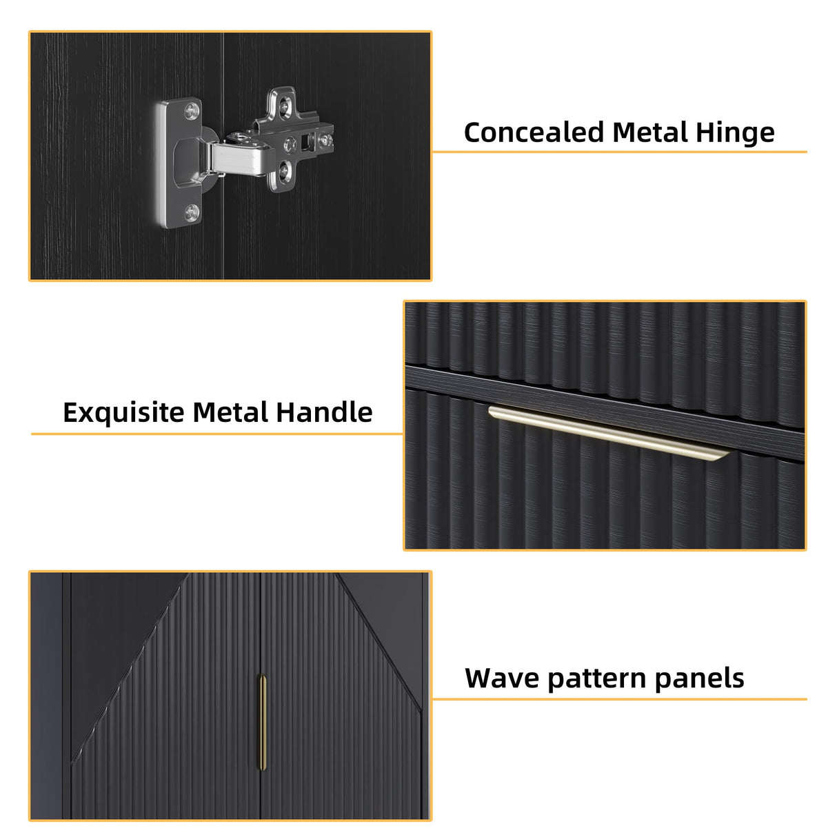 71.7" Wardrobe Armoire Wooden Closet with 2 Doors and 3 Drawers, Bedroom Armoire with Hanging Rod Shelf, Large Capacity Storage Wardrobe Armoire, Freestanding Wooden Closet Storage Cabinet Black TOKSOM