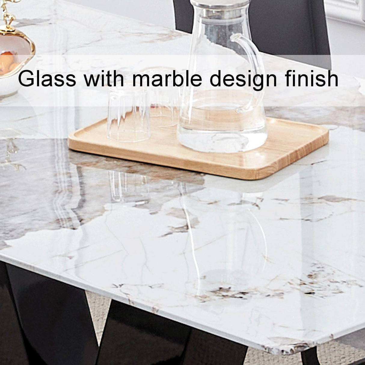 gopop Marble Dining Table,Modern Dining Room Table with Golden Stainless Steel Base.Marble Kitchen Table for 8 People,71'' Gold Dining Table Ideal for Living Room Home Office gopop