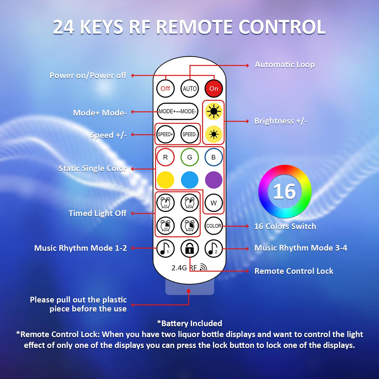 VONCI 16 Inch 3 Step LED Lighted Liquor Bottle Display Shelf, Bar Bottle Display Shelf with Remote Control and App Control for Home Commercial Bar Party VONCI