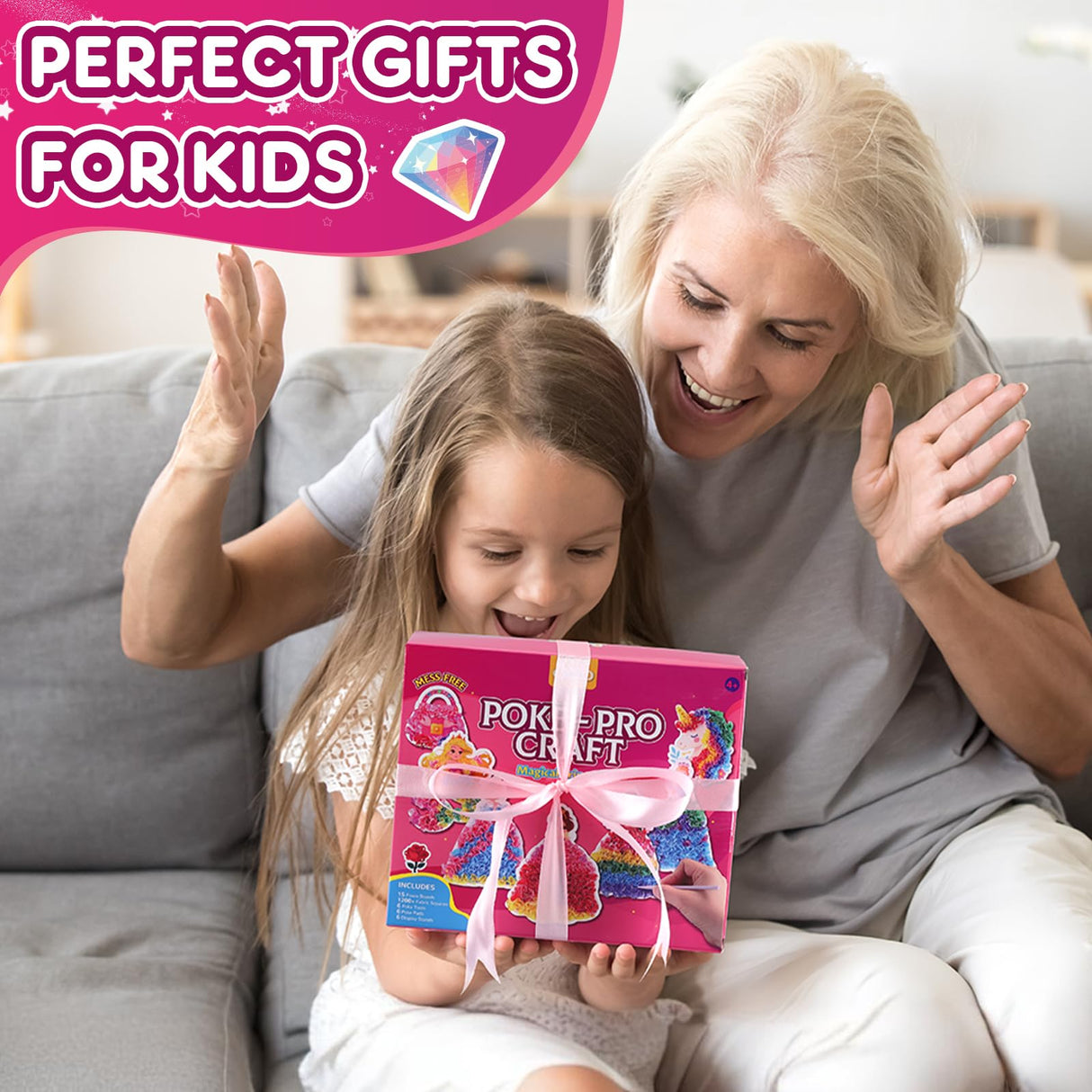 JMMICO Poke in Pro Art Kits for Girls, Poke Art for Kids Ages 4-8, 10 PCS Princesses & 5 PCS Decors, No Mess DIY Princesses Craft, Gifts for 4 5 6 7 8 9 10 Year Old Girls & Boys JMMICO