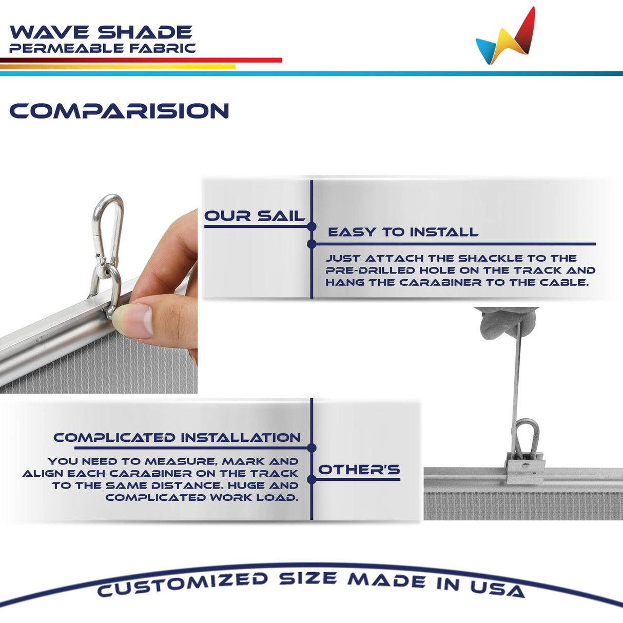 Windscreen4less 4' x 18' Retractable Sun Shade Canopy Cover Sliding Wave Shade Sail for Pergola Patio Deck Yard Gazebo Outdoor (Light Gray) Windscreen4less