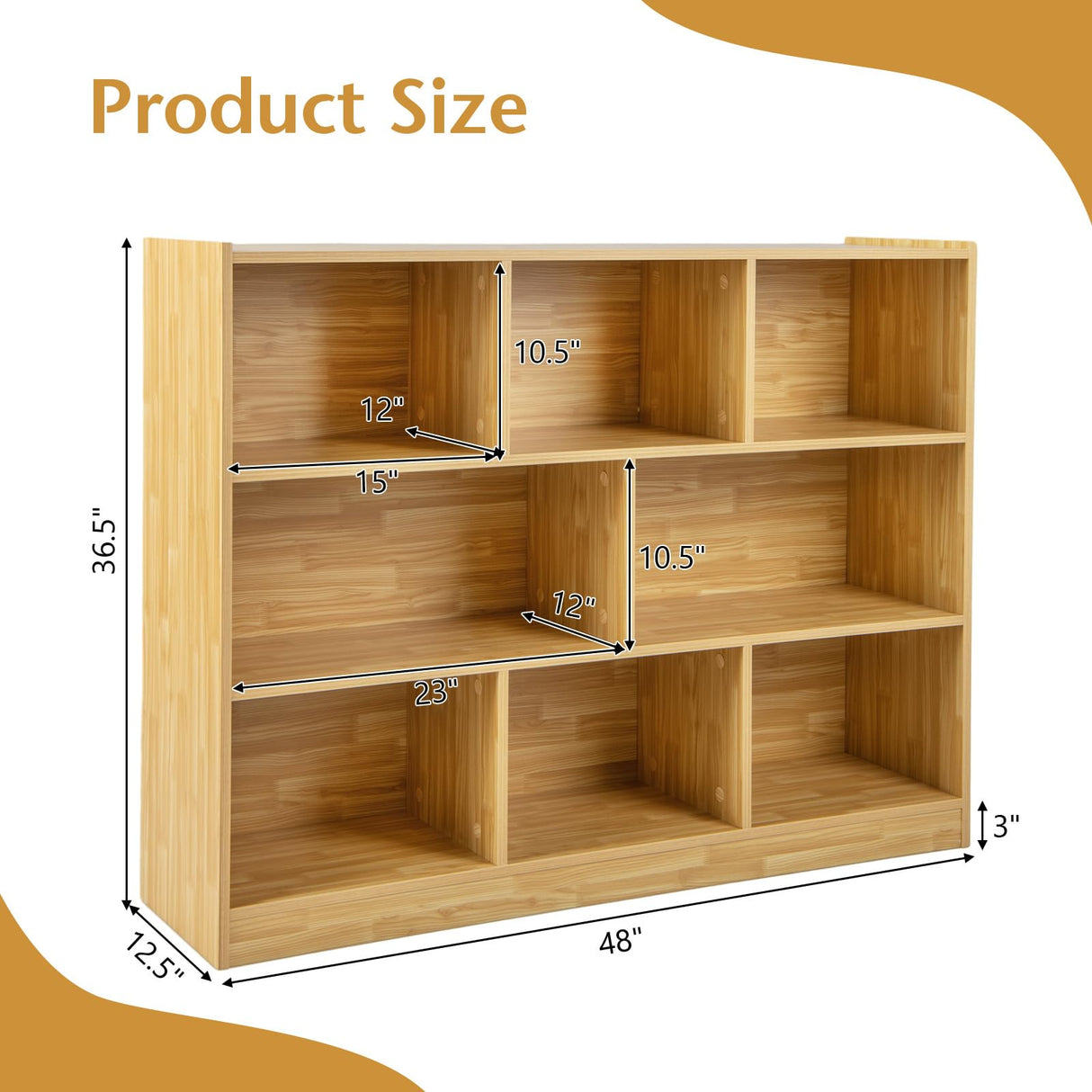 Giantex 8 Cube Bookcase, Freestanding 3-Tier Open Bookshelf, Modern Storage Display Cabinet, Wood Cube Storage Organizer for Living Room, Kid’s Room, Burlywood Giantex