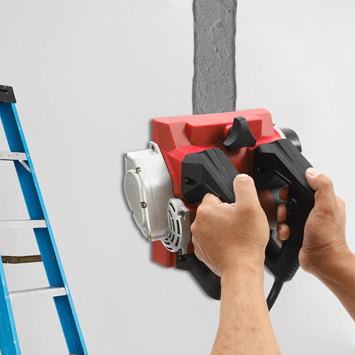 1300W Electric Wall Planer, Handheld Power Hand Planer Portable Roller Planer with Cable, Electric Wall Concrete Tool for Wall Renovation (Red) HuaShuani