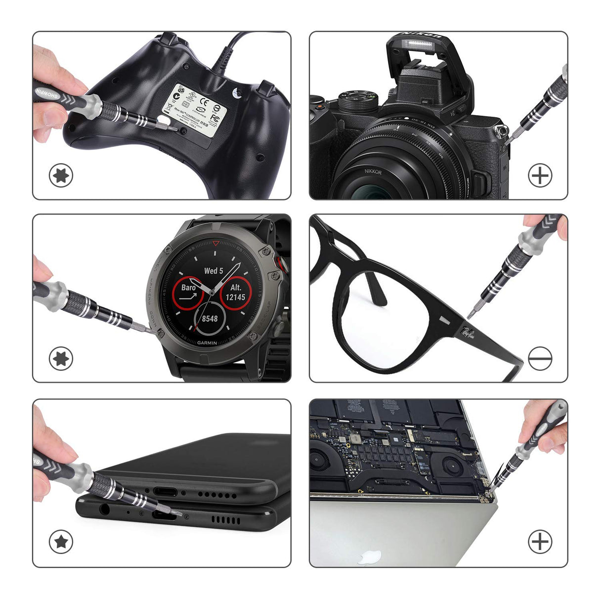 SHOWPIN 122 in 1 Precision Computer Screwdriver Kit, Laptop Screwdriver Sets with 101 Magnetic Drill Bits, Electronics Tool Kit Compatible for Tablet, PC, iPhone, PS4 Repair SHOWPIN