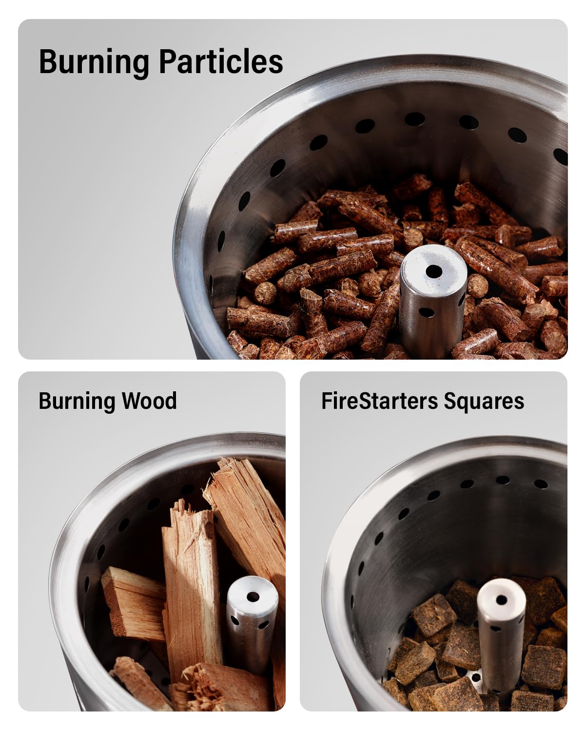 YEFU Tabletop Fire Pit 9.7 x 7.1 in, Low Smoke Camping Stove for Outdoor & Patio, Fueled by Pellets or Wood, Safe Burning Table Top Firepit, with Travel Bag & 2 Mini Sticks & Fireproof Mat, Silver YEFU