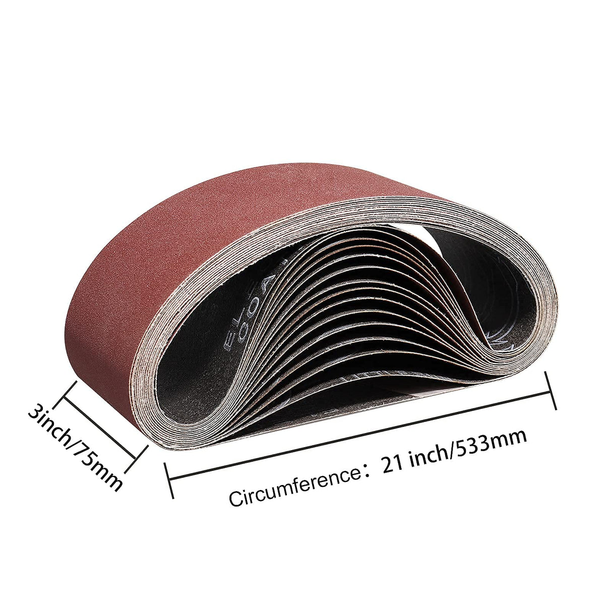 POTUINOM 3 x 21 Inch Sanding Belts 80 Grits - 10 Pack Sander Belts for Belt Sander, Best for Sanding Wood,Metal and Paint POTUINOM