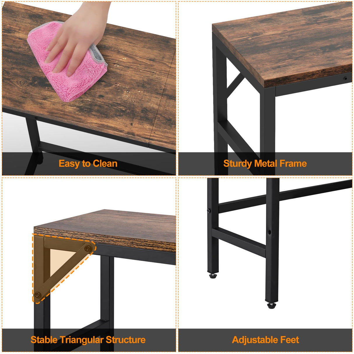 Livofloral Narrow Console Table, 29.5" Entryway Table with 2 Support Bar, Thin Sofa Table, Small Couch Table, Display Table, Side Tables for Living Room, Hallway, Bedroom, Rustic Brown Livofloral