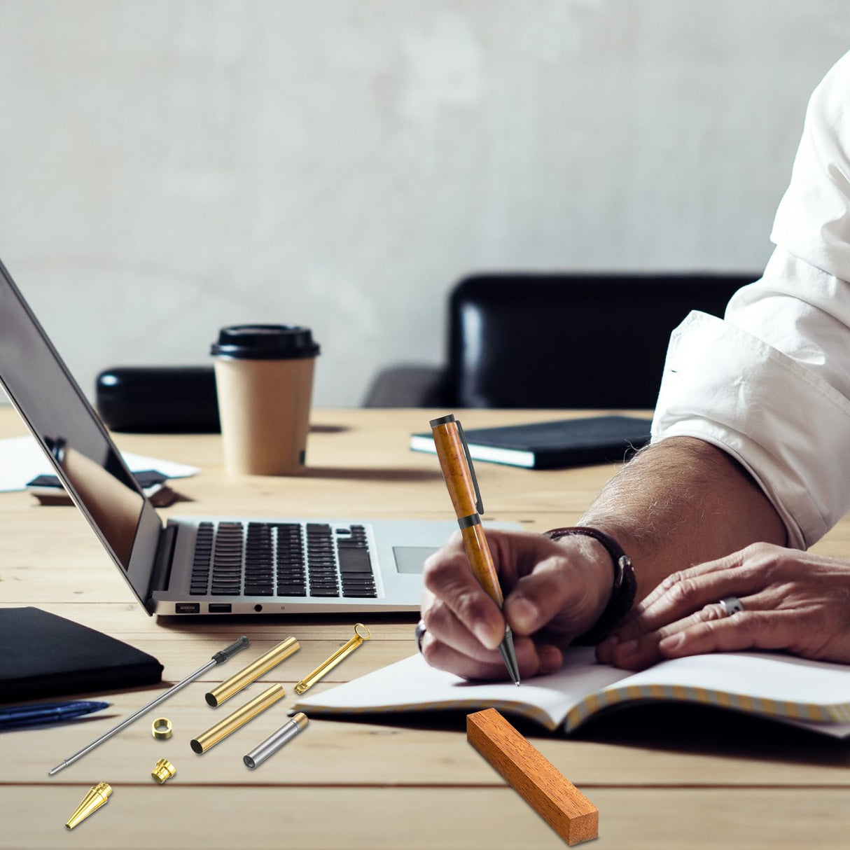 Colarr 15 Sets Woodturning Pen Kits Project Supplies Including 7mm Slimline Pen Kits with Refill and Pen Blanks Lumber for Lathe Turning Starter Package DIY Crafts Colarr