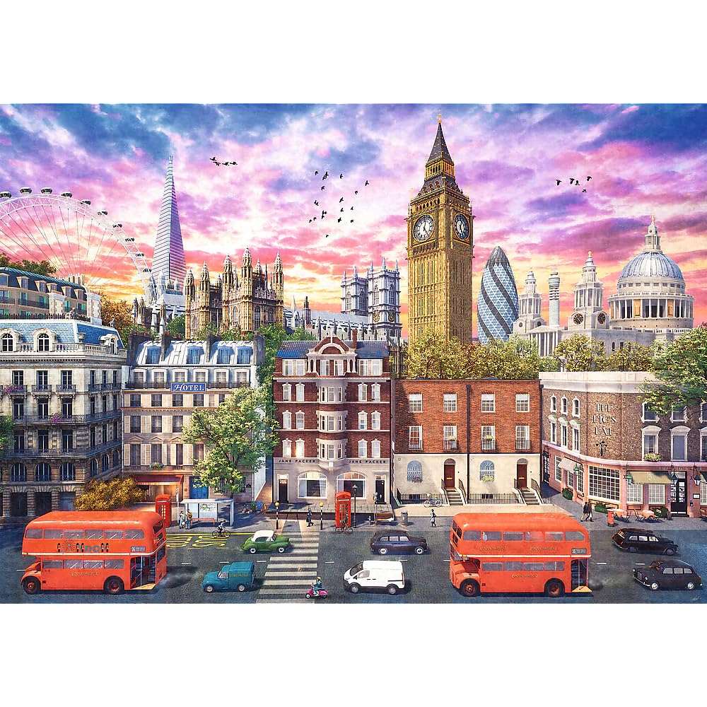 Trefl Walking Around London 4000 Piece Jigsaw Puzzle Red 54"x38" Print, DIY Puzzle, Great Britain, England, Creative Fun, Classic Puzzle for Adults and Children from 12 Years Old Trefl
