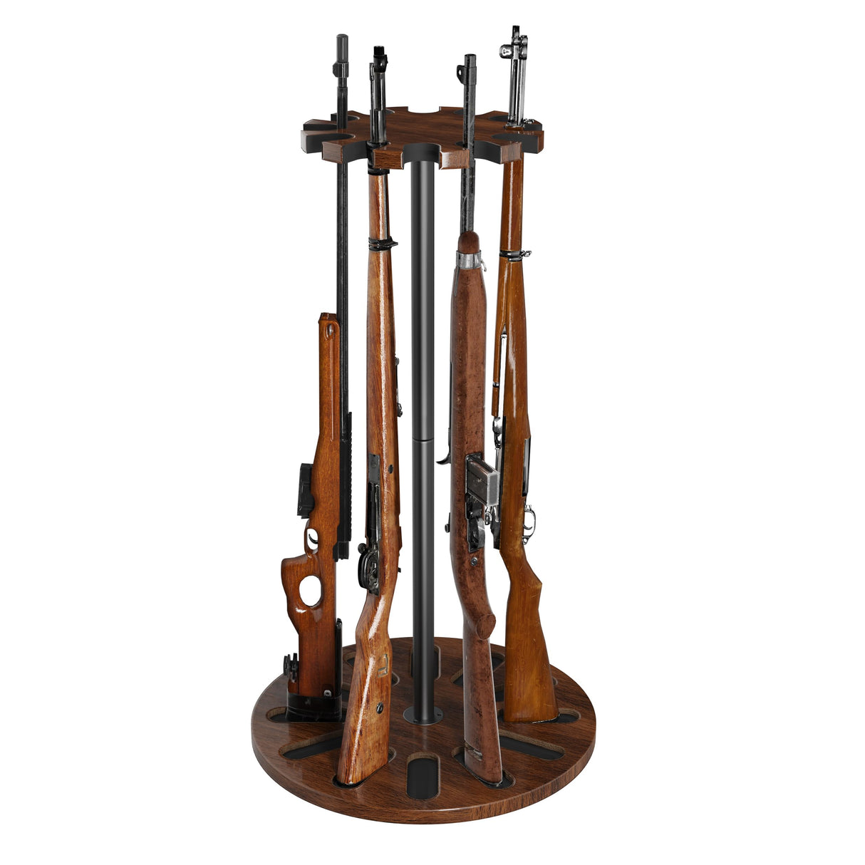 Amoard Heavy Solid Wood Rifle & Shotgun Holder, Up to 12 Gun Capacity Display Storage with Soft Padding, Indoor Gun Racks (Walnut Upgrade) amoard