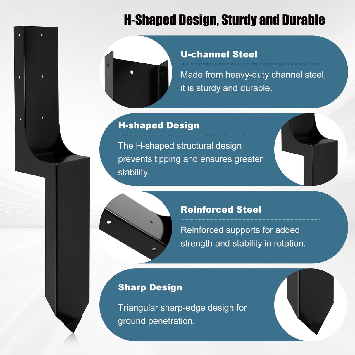 CNQLIS Heavy-Duty Steel Fence Post Repair Kit,Fence Post Anchor Ground Spike for Repairing Broken Wooden Fence Post Repair Stakes,3.6"x3.6" (6 Pack) CNQLIS