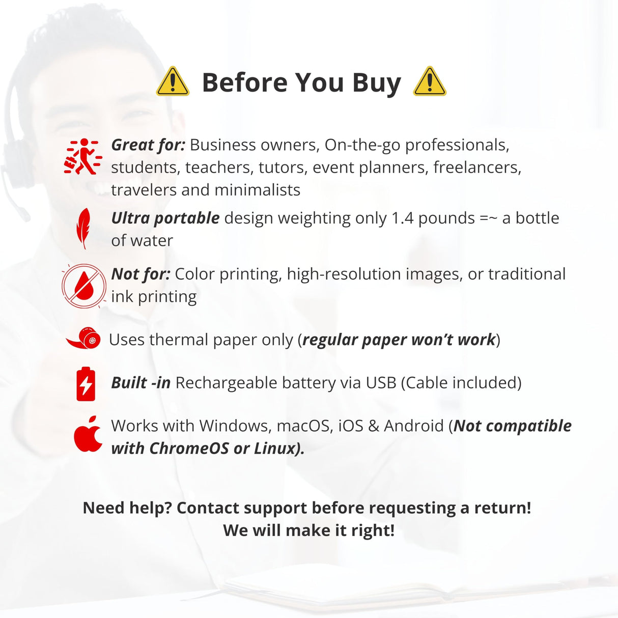 2025 Premium Portable Inkless Printer for Iphone, Android, Tablet, Laptop w/Bluetooth for home and school 8.5”x11” Thermal Printer-Wireless Mobile Printer w/FREE Shockproof Case, 3 rolls thermal paper STREAMLINED GADGETS