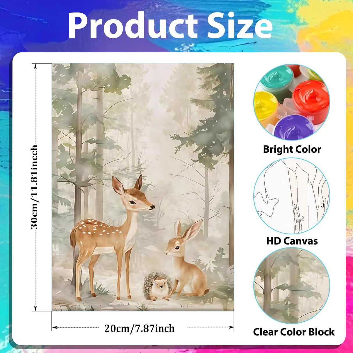 xcemhil 3 Pack Paint by Numbers Kit for Adults, Framed Paint by Number Animals, Fox and Bear Number Painting Kit for Beginners for Gift and Home Wall Decor 8x12 Inch xcemhil