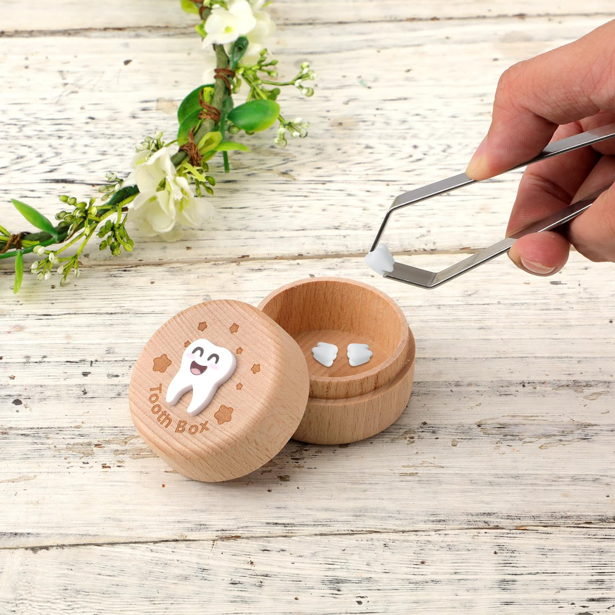 3D Carved Fairy Box, Wood Tooth Storage Box for Lost Teeth Container Cute Tooth Holder for Boys Girls Kids Birthday (Boys) PEUTIER