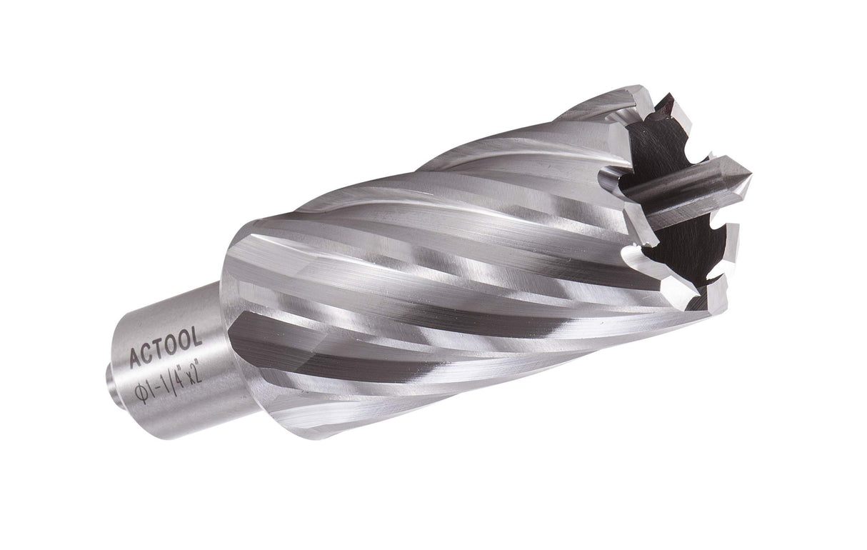 ACTOOL 1-1/4" Diameter × 2" Depth of Cut HSS ANNULAR Cutter with 3/4'' Weldon Shank ACTOOL