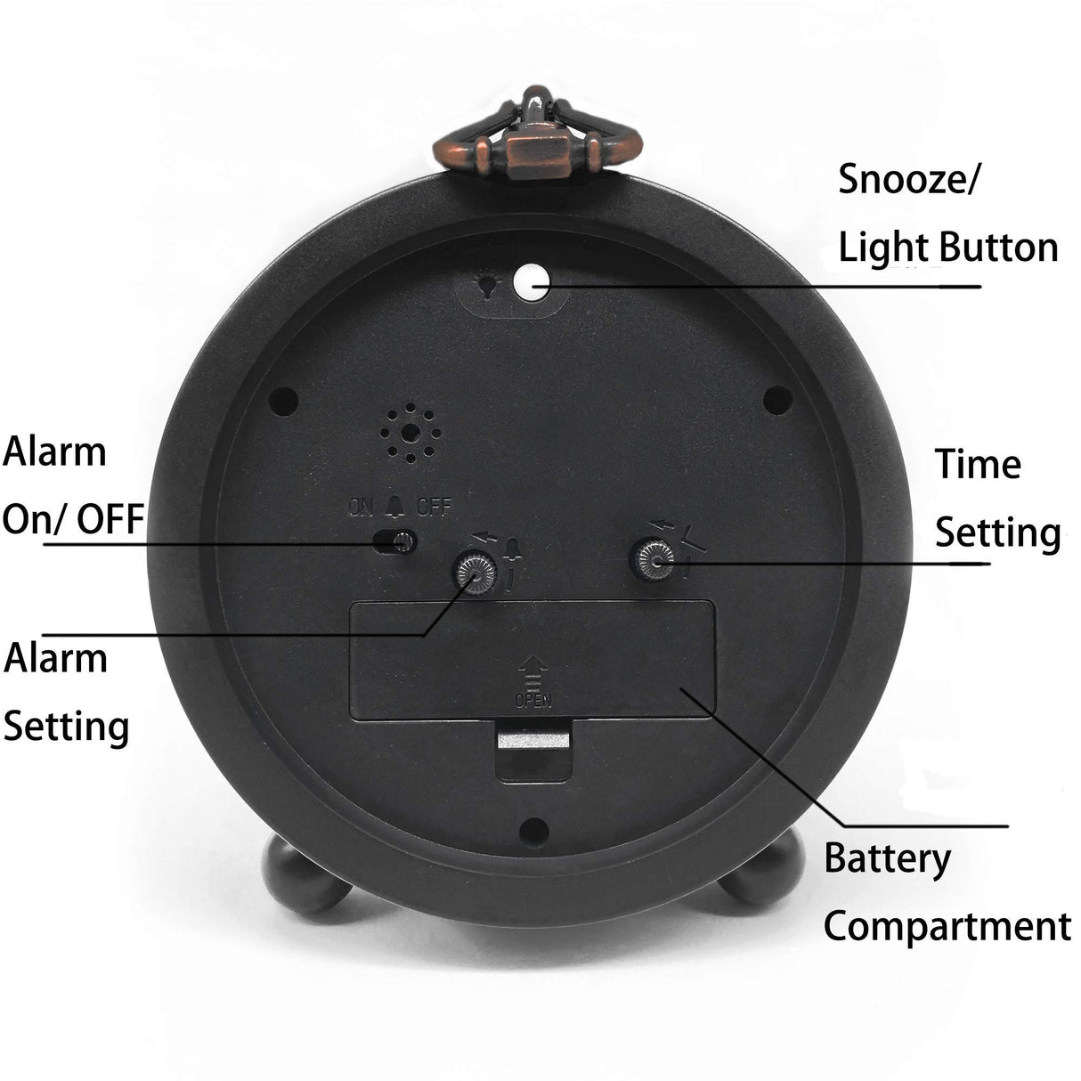 Vintage Retro Analog Alarm Clock, 4 inch Super Silent Non Ticking Small Clock with Night Light, Battery Operated, Simply Design, for Living Room, Bedroom, Bedside, Desk, Gift Clock (Arabic) TooTa