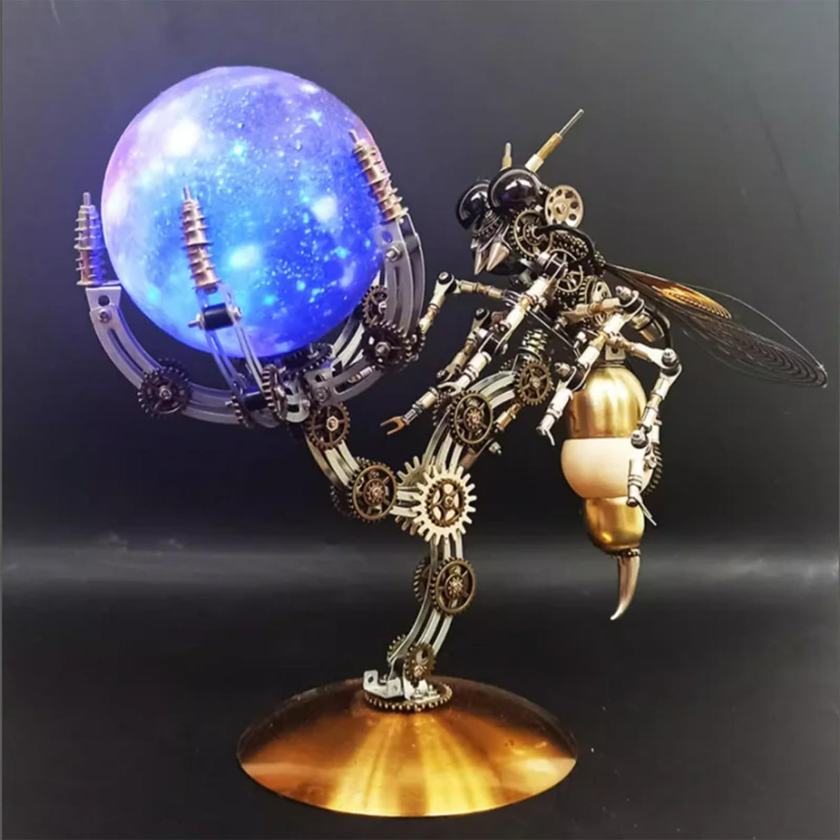 PUOSUO 3D Metal Puzzle for Adults, DIY Mechanical Assembly Wasp Metal Model Kits with RGB Colors Lamps 3D Jigsaw Puzzles Desk Ornament (RGB lightt) PUOSUO