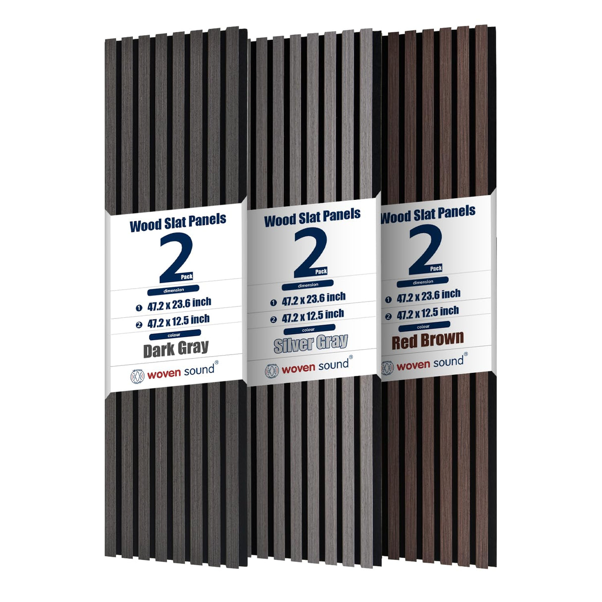 Wood Slat Panels, Interior Wall Decor Easy Installation, Soundproof Slatted Wall Panels 3D Acoustic Decoration for Office, Meeting Room, Café, Bars, Restaurant & Home, Deep Gray 2 Pcs 47.2×12.5 in WoveN SounD