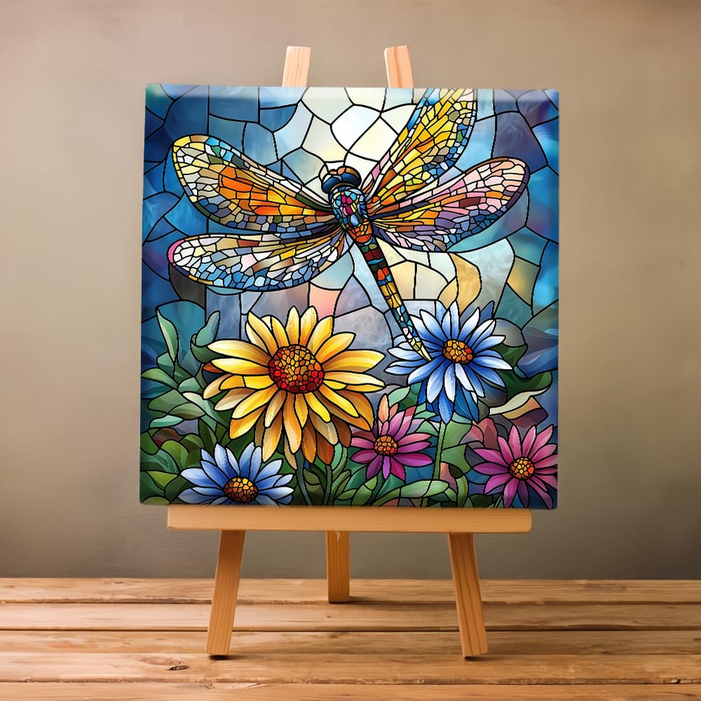 Natuyalo Dragonfly Paint by Number for Adults Beginners, Abstract DIY Paint by Numbers Kits for Adults with Frame, Animals Acrylic Painting Kit on Canvas for Wall Decor 12x12 Inch Natuyalo