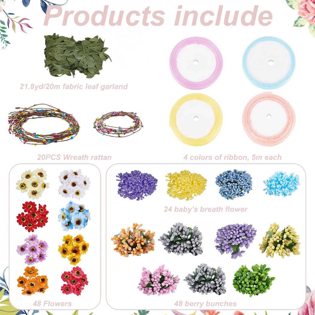 BEUNITONE 20 Sets DIY Flower Crown Kit for Beginners Sunflower Crown Making Kit for Wedding Gift BEUNITONE