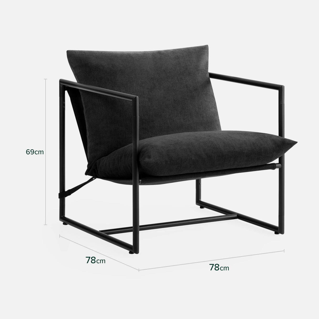 ZINUS Aidan Sling Accent Chair, Metal Framed Armchair with Shredded Foam Cushioning, Black ZINUS