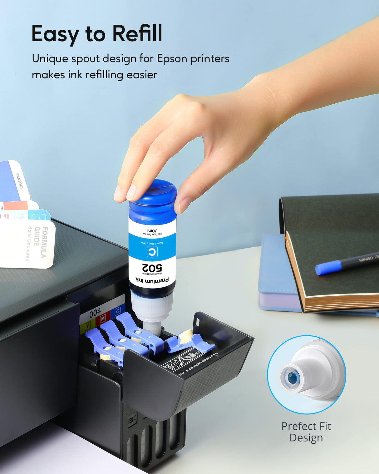 Compatible 502 Ink Bottles Replacement for Epson Compatible 502 Ink Refill Bottles ( Not Sublimation Ink ) Use for ET-2850 ET-3830 ET-3850, 4 Bottles CEEBOO