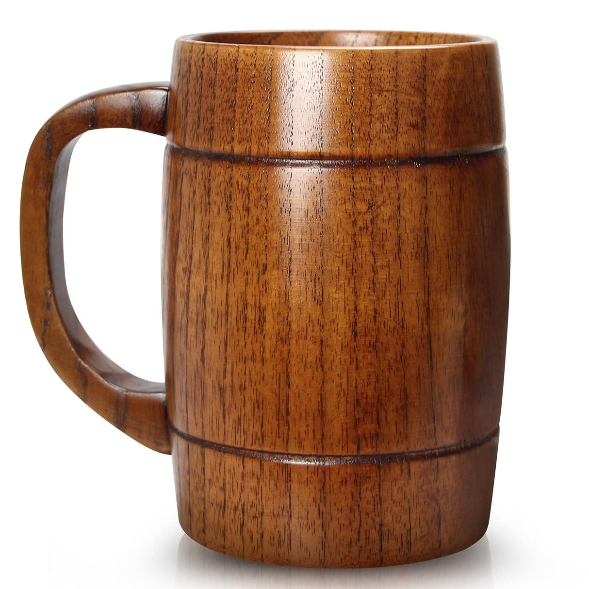 18 oz Large Wooden Beer Mug Best Wood Drinking Cup Wooden Tankard Beer Glass Stein Cup Barrel Mug for Men Women Coffee Mug Man Gift Unique Viking Mug Ayiaren