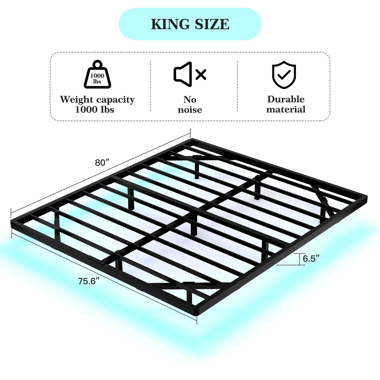 Awesofurni Floating Bed Frame King Size, King Bed Frame with Smart LED Lights, Heavy Duty Modern Metal Platform Bed No Box Spring Needed - Easy Assembly and Noise Free Awesofurni