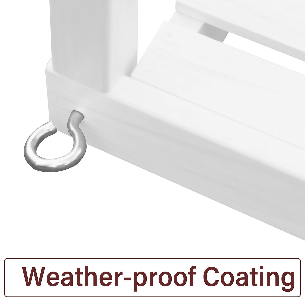 MUPATER Outdoor Patio Hanging Wooden Porch Swing 4FT with Chains, 2-Person Heavy Duty Swing Bench for Garden and Backyard, White MUPATER