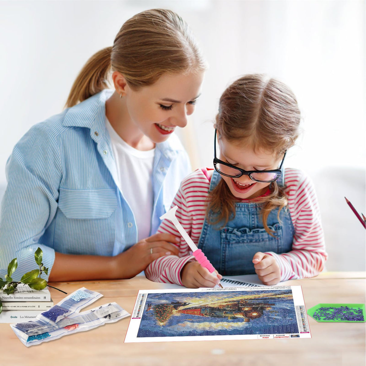 SENQAO Snow Train Diamond Art Kits for Adults,Christmas 5D Diamond Painting Kits for Beginners,Round Full Drill Gem Art for Adults,DIY Diamond Dots Paintings Picture Arts Craft for Home Decor 12x16in SENQAO