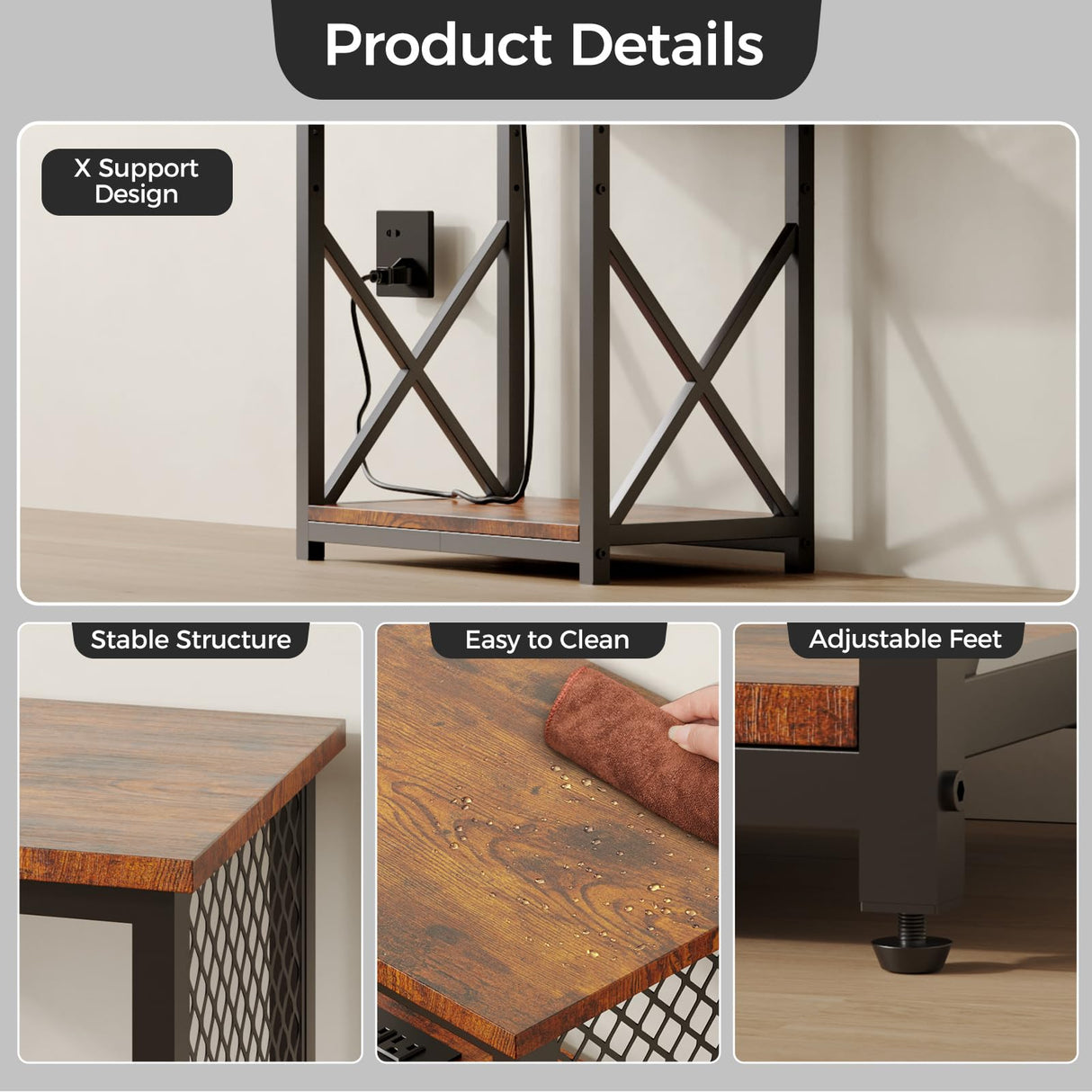 HavenlyYouth 10 Gallon Fish Tank Stand with Power Outlet , 3 Tier Aquarium Stand with Shelf, Turtle/Reptile Tank Stand for Home Office ,Adjustable Boards, 20.47''L×11.42''W×30.91''H, Retro Brown HavenlyYouth