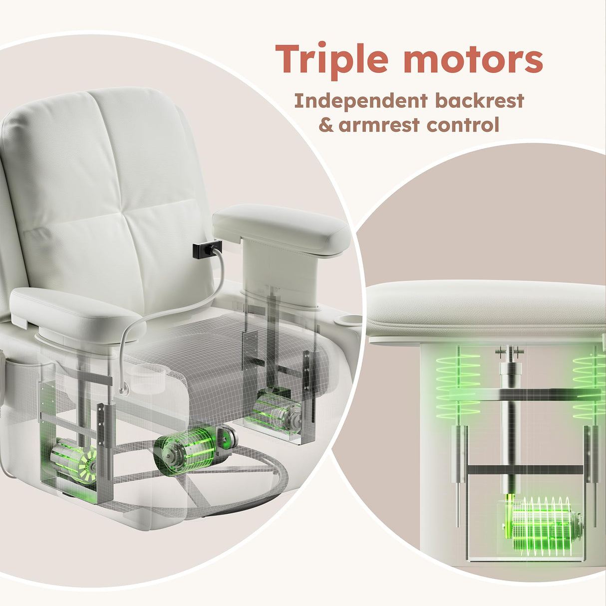 Triple Motor Power Swivel Rocker Recliner Chair with Adjustable Armrests for Adults Elderly, FSC Certified Faux Leather Rocking Chair Nursery for Breastfeeding(White) MAMAZING