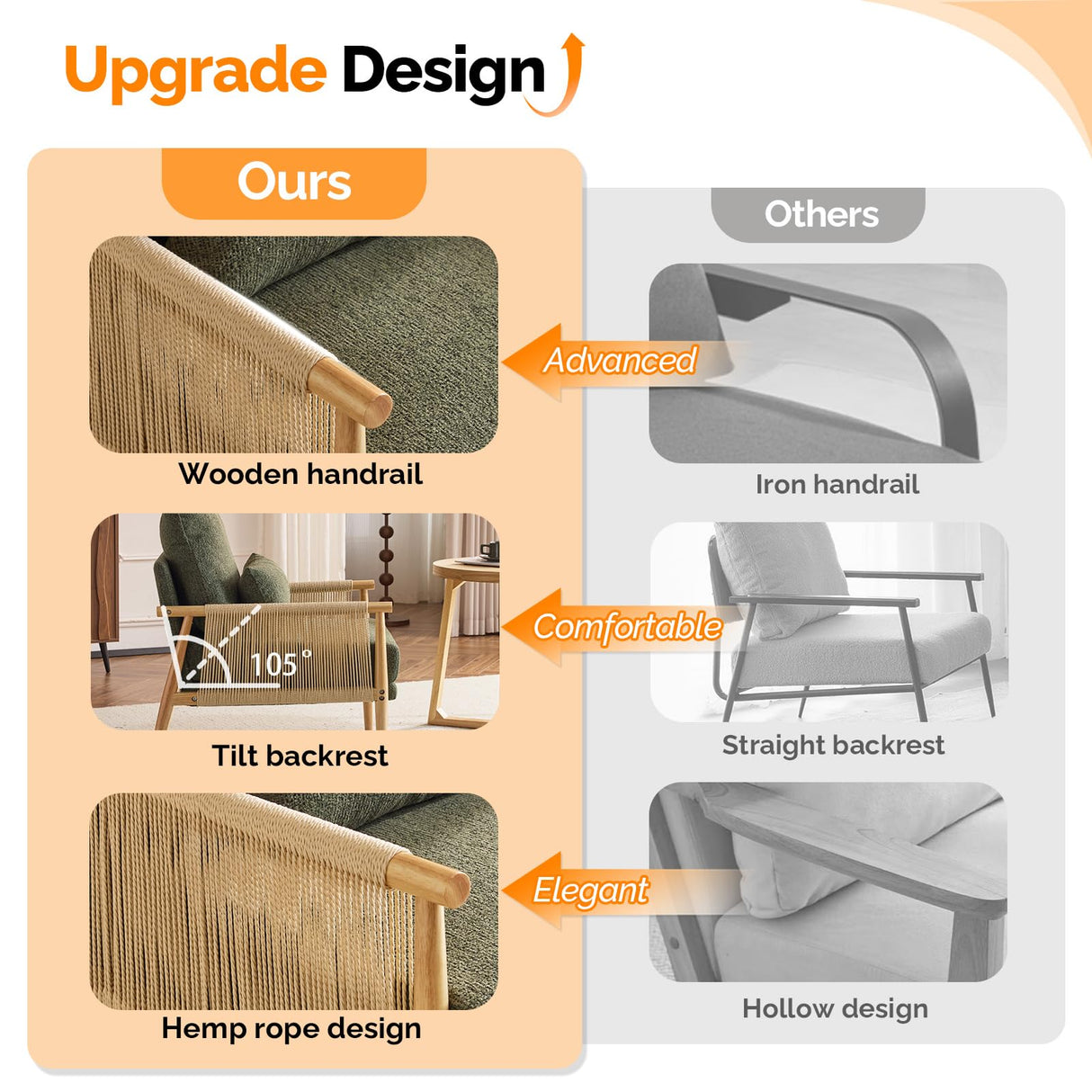 VINGLI Boho Braid Accent Armchairs Set of 2,Mid-Century Modern Chiars with Solid Wooden Armrest,Comfy Louge Cushion Chairs with Waist Pillow for Bedroom,Living Room,Reading Room, Dark Green VINGLI