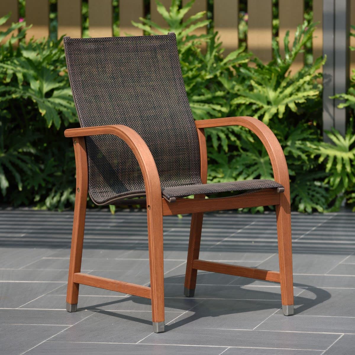 Amazonia Bahamas 5-Piece Patio Round Dining Table Set | Eucalyptus Wood | Ideal for Outdoors and Indoors, Brown Amazonia