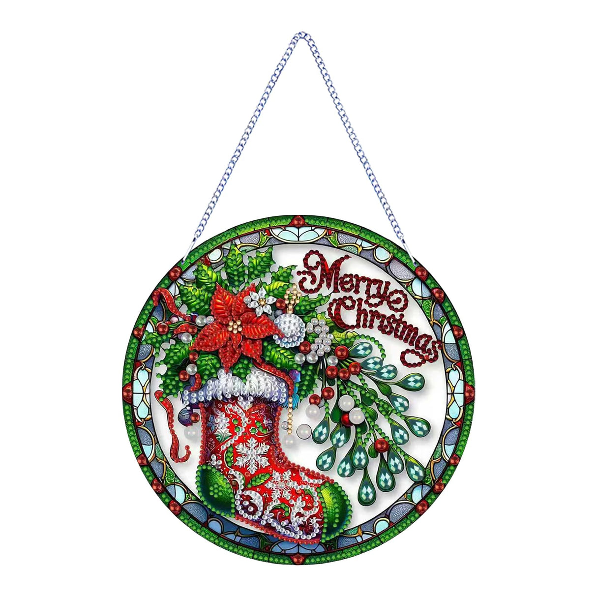 STGLCR DIY Diamond Painting Christmas Ornament for Adult Beginner Christmas Stocking Crystal Diamond Art Painting Special Shaped Rhinestone Hanging Window Pendants Home Office Decor Crafts 7.7IN STGLCR