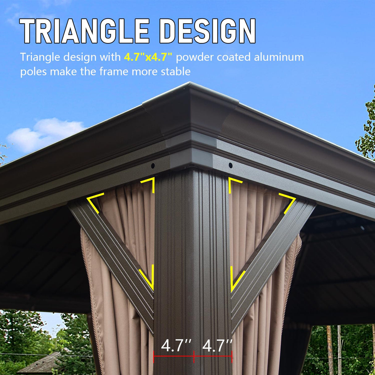 Domi Hardtop Gazebo 14x24FT, Outdoor Gazebo with Galvanized Steel Double Roof, Aluminum Frame, Built-in Gutter System, Curtain and Netting, Metal Gazebo Pavilion for Patio Deck Garden, Brown domi outdoor living