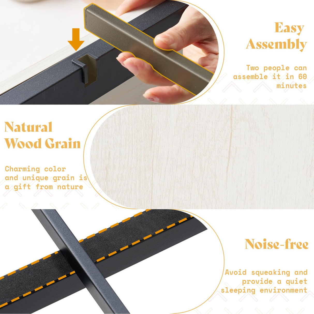 AMERLIFE King Size Farmhouse Bed Frame with 4 Drawers, Wooden Storage Bed Frame with Headboard and Heavy Duty Metal Slats, Noisy Free, Easy Assemble, White/Barnwood AMERLIFE