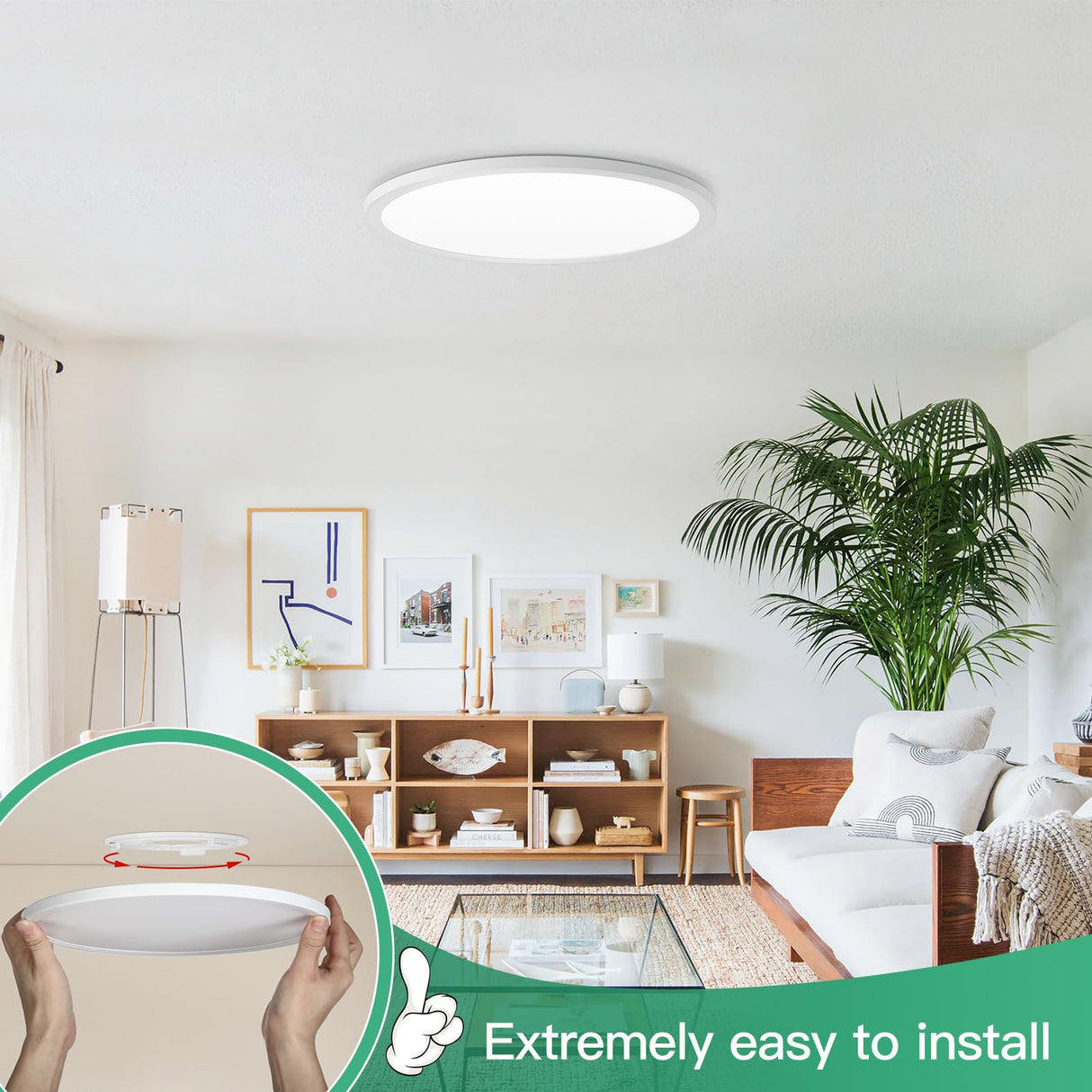 Brightever 4Pack LED Flush Mount Ceiling Light Fixture, 12 Inch 24W, Super Slim 0.67 Inch, 3200LM, Dimmable & 2700K-6500K 5 Color Selectable LED Ceiling Lights for Bedroom Brightever