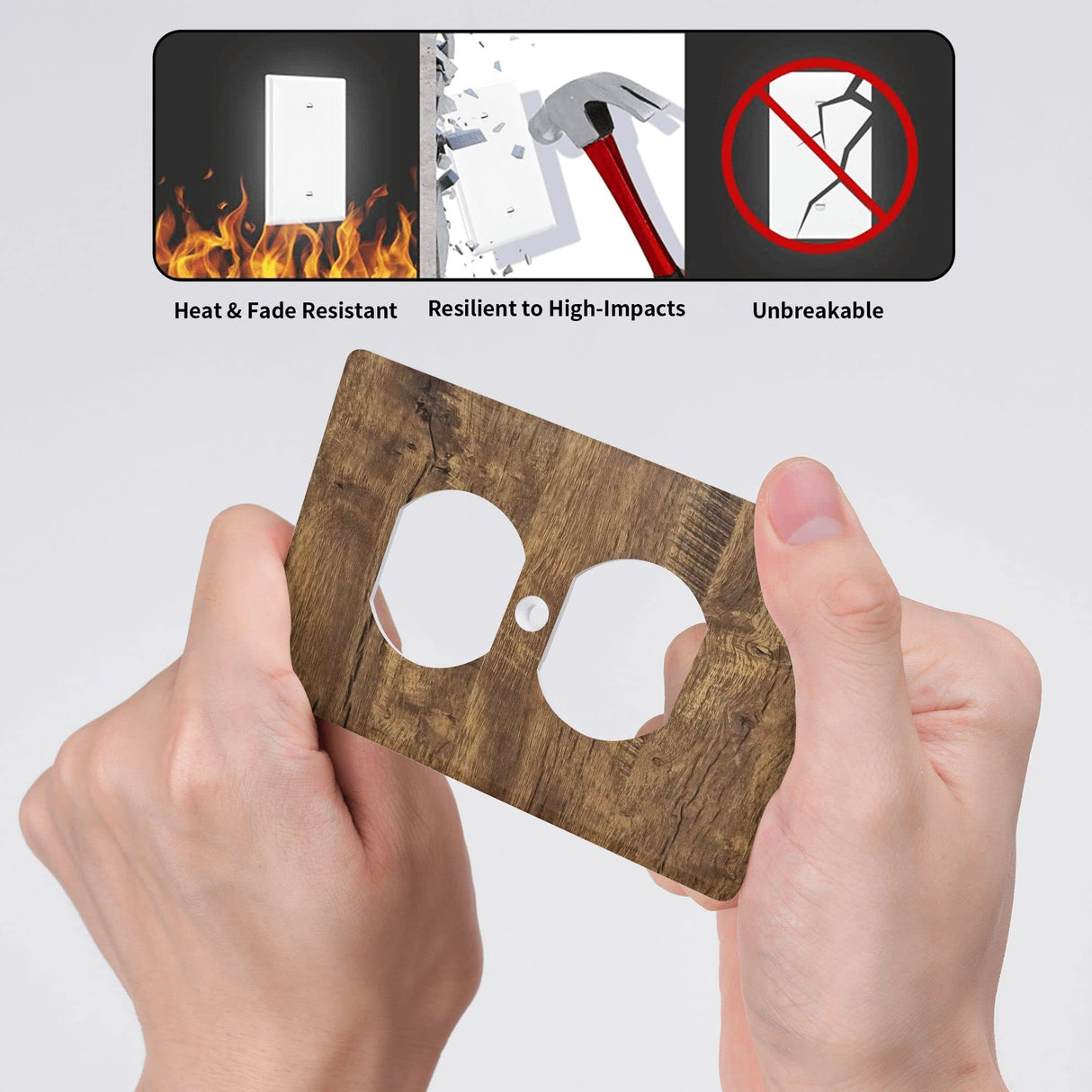 Rustic Wood Print Outlet Covers Wall Plate Single Duplex Receptacle Cover Electrical Outlet Plate Brown Farmhouse Decorative Switch Plate,4.50 x 2.76 Inch YWTZWT