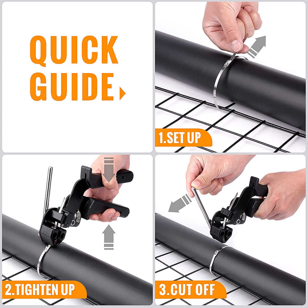 Sinlon Stainless Steel Cable Tie Gun, Special Tool For Fastening And Cutting Metal Cable Ties, With 150pcs 11.8in Uv Resistant Stainless Steel Cable Ties For Fence Exhaust Pipe Outdoor. Sinlon