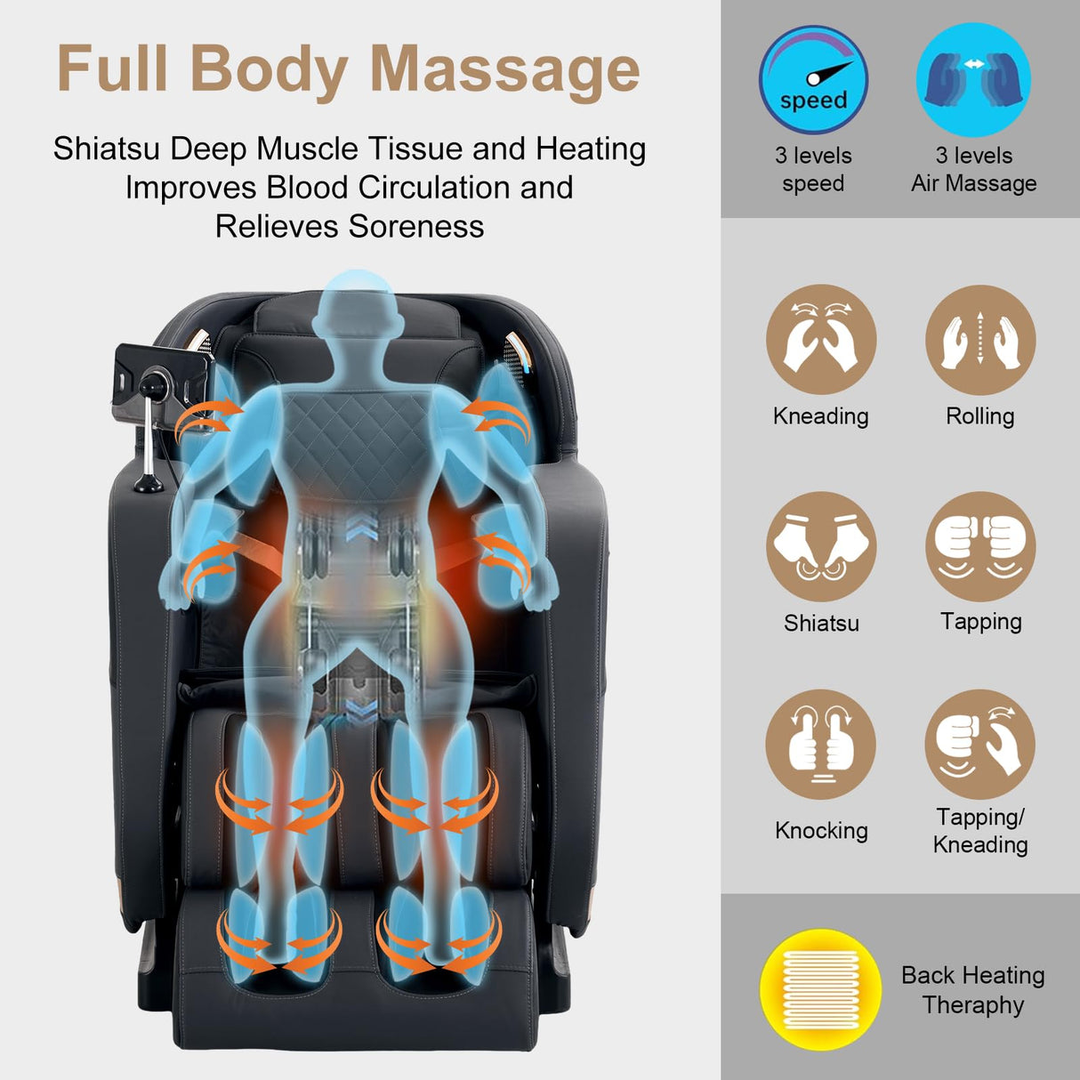 Advanabd 4D Massage Chair Full Body|Zero Gravity Shiatsu Massage Chairs Recliner with Heated SL Track Bluetooth Speaker Airbag Yoga Stretch, Foot Roller (Black) Advanabd