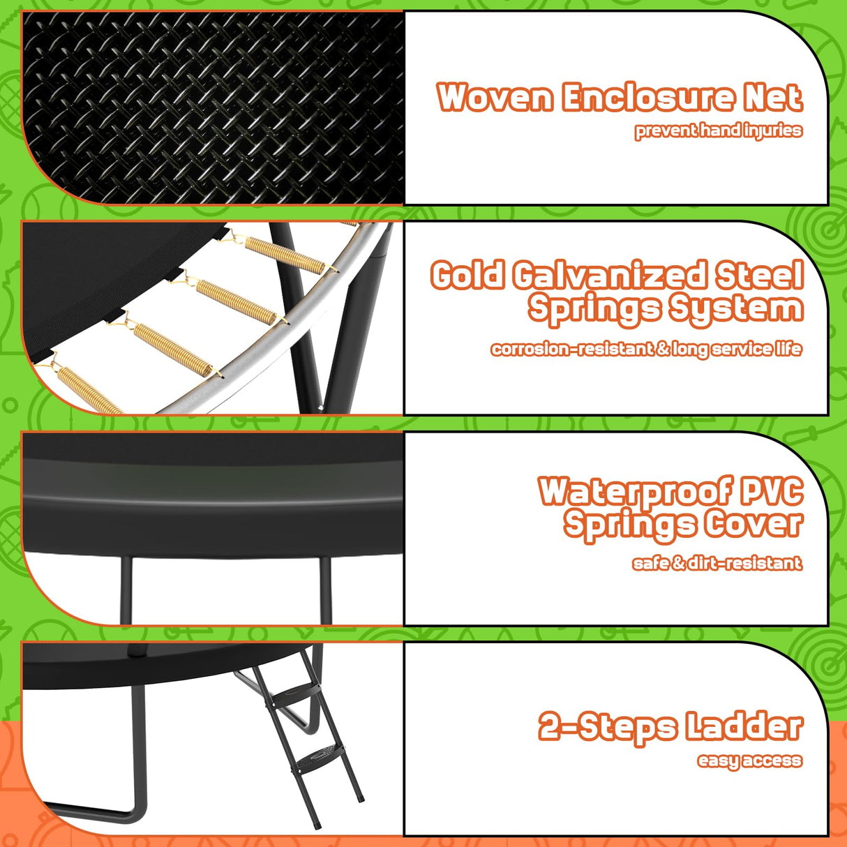 ACWARM HOME Trampoline Outdoor 12FT Trampoline with Safety Net & Rugby Target - Recreational Trampolines for Kids and Adults - Anti-Rust Coated Frame - ASTM Approved - Black ACWARM HOME