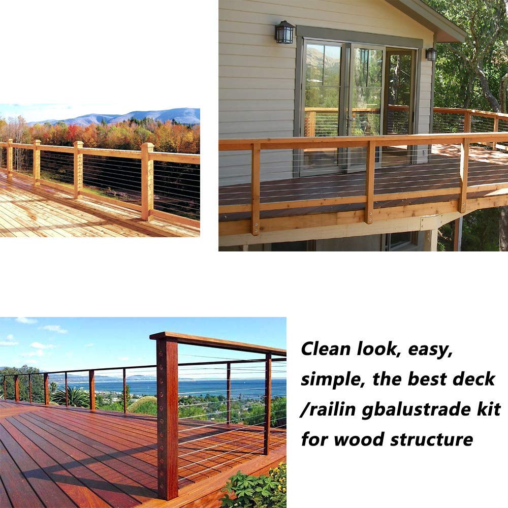 Steel DN Mate 70 Pack T316 Stainless Steel Right&Left Handed Thread Swage Lag Screws for Wood Post of 1/8" Steel Cable Railing Kit, Cable Railing Hardware, DIY Wood Baluster, Wrench Included DM35 Steel DN Mate